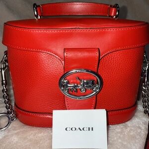 Valentines Coach Georgie Gem Cherry 🍒 Red Bright Poppy Crossbody Bag Purse 5503